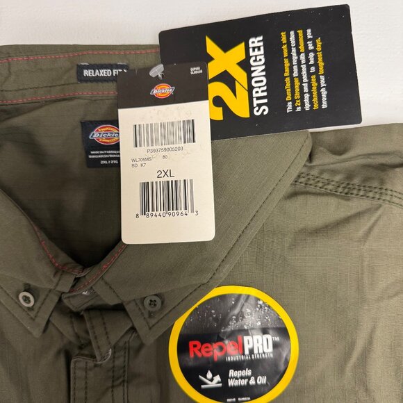 Dickies Mens 2XL Ranger Ripstop Workshirt Relaxed Fit DuraTech RepelPRO Olive - Picture 5 of 9